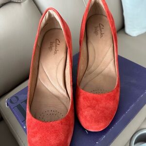Clarks Women's Bold Red Suede Heels